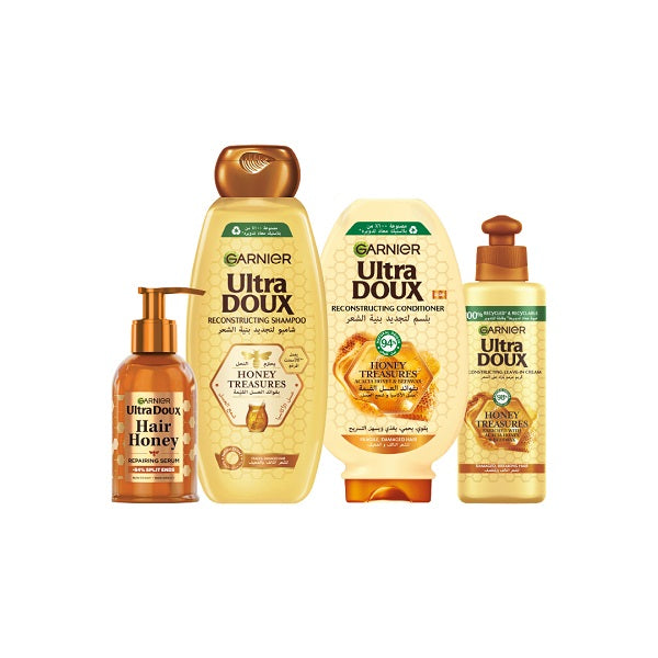 Ultra Doux Honey Treasures Shampoo 400 ML + Conditioner 200 ML + Leave-in 200 ML + Serum 115 ML At 15% OFF Discount