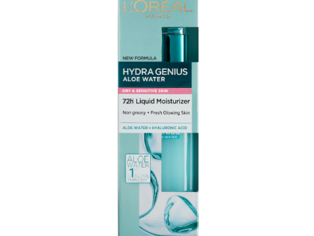 Hydra Genius Aloe Water and Hyaluronic Acid 72H Liquid Moisturizer - Dry and Sensitive For Sale