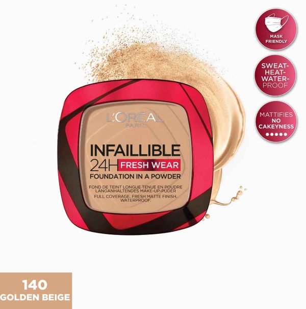 Infaillible Up to 24H Fresh Wear Foundation in a Powder- Waterproof, Heatproof, Sweatproof Cheap